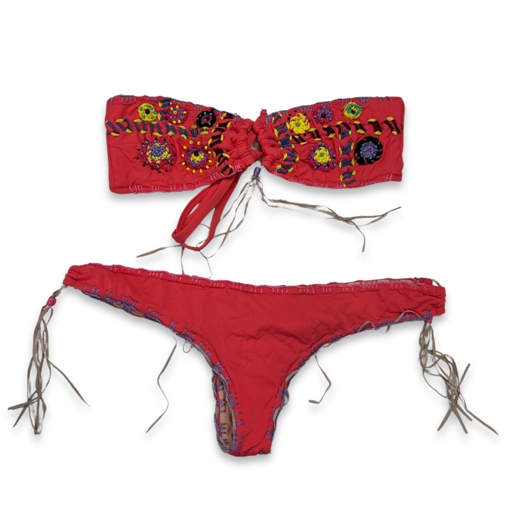 Anjuna Bikini 2 peace pink with netted design SMALL made in Italy